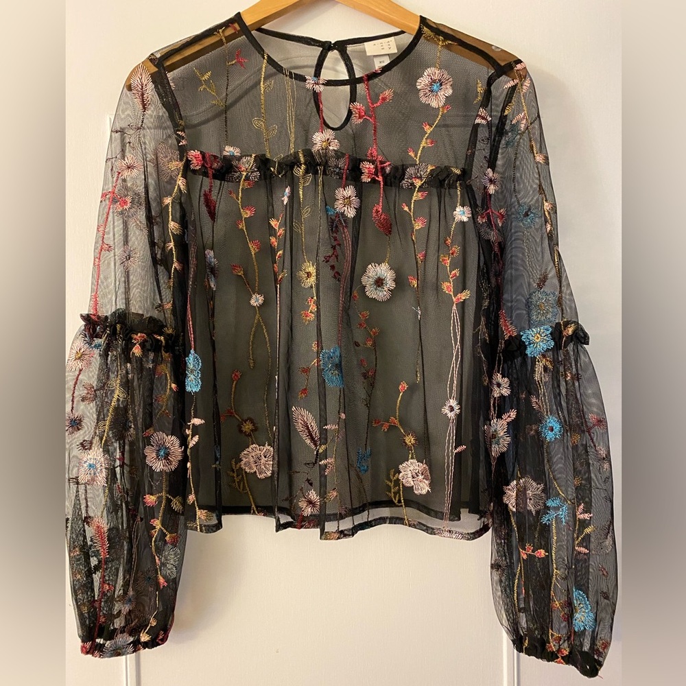 A New Day sheer black top